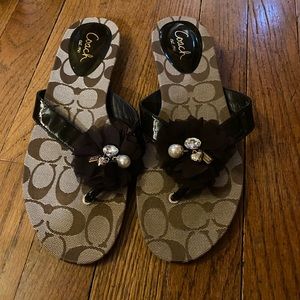 Coach flip flop with embellishments